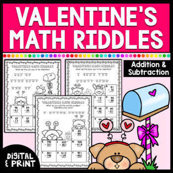 Preview of Valentines Day Math Worksheets | Add. & Subtraction | Print & Google Classroom