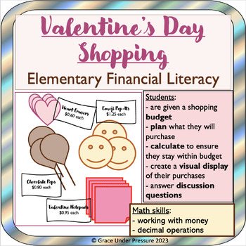 Preview of Valentines Day Math Worksheets: Elementary Financial Literacy Grades 4-6