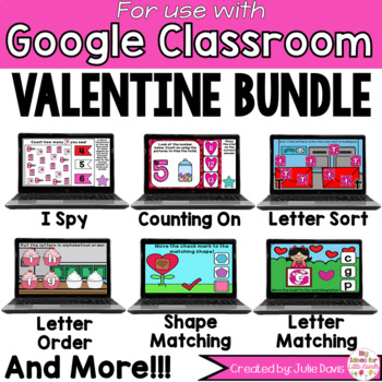 Preview of Valentines Day Math and Phonics BUNDLE for Google Classroom