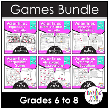 Preview of Valentines Day Middle School Math Games BUNDLE