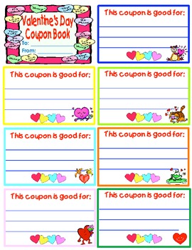 Valentine's Day Modifiable Coupon Book by Real Reading Remedies | TPT