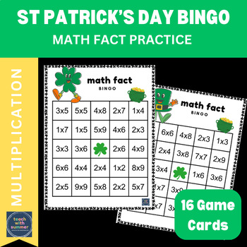 Preview of St. Patrick's Day Multiplication BINGO Game for Math Facts