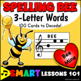 3 Letter Note Name SPELLING BEE Valentines Day Music Trebl