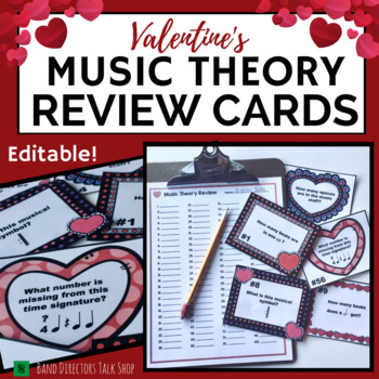 Preview of Valentines Day Music Activities & Worksheet w/100 Editable Task Cards