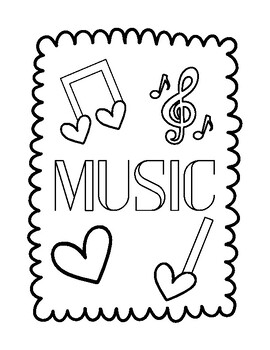 Preview of Valentines Day Music Class Coloring Sheet