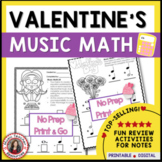 Valentine's Day Music Activities l Music Math Worksheets