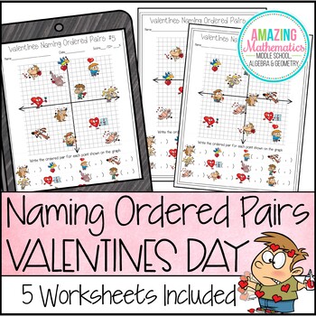 Preview of Valentine's Day Math Activity Naming Ordered Pairs Worksheet