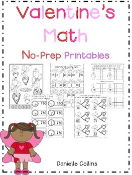 Preview of Valentine's Day No Prep Kinder Math Packet