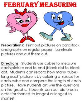 Valentine's Day Cube Measuring Non Standard Measurement for Preschool