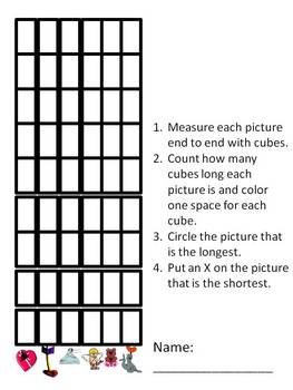 Valentine's Day Cube Measuring Non Standard Measurement for Preschool