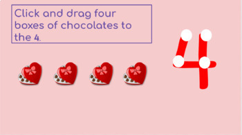 Preview of Valentines Day Numbers 1-9, Candy. LIFE SKILLS! Google Slides Click and Drag!
