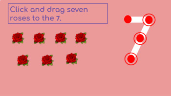 Preview of Valentines Day Numbers 1-9, Roses. LIFE SKILLS! Google Slides Click and Drag!
