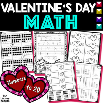 Preview of Valentine's Day Math Numbers to 20 Counting, Tracing and Recognition FREE