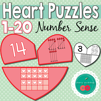 Preview of Valentine's Day Number Sense Puzzles Numbers to 20