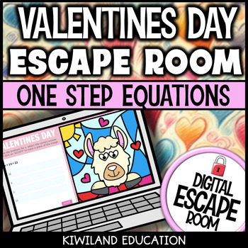 Preview of Valentines Day One Step Equations Digital Escape Room Activity February Math