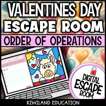 Preview of Valentines Day Order of Operations with No Exponents Digital Escape Room Game