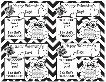 Valentine's Day Owl Cards with QR Codes by QR Queens | TpT