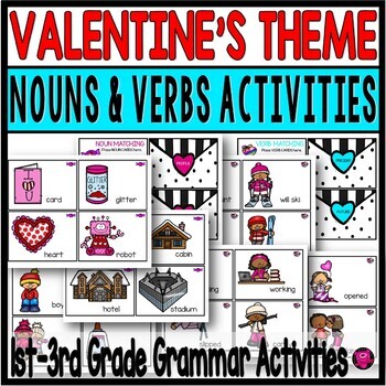 Preview of Valentines Day Parts of Speech Nouns and Verbs Grammar Game