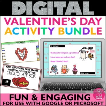 Preview of Valentines Day Digital BUNDLE Bingo Game Party Activities Make a card