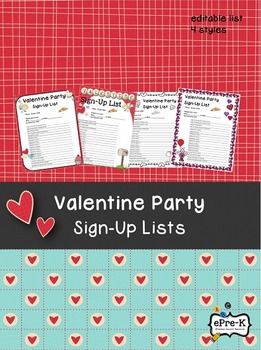 Preview of Valentine's Day Party Sign Up Poster