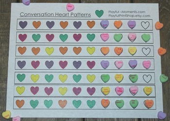 Preview of Valentine's Day Pattern Matching Activity Heart Shape Math Puzzle Party Game