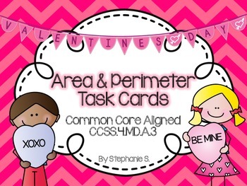 Preview of Valentine's Day Perimeter & Area Task Cards