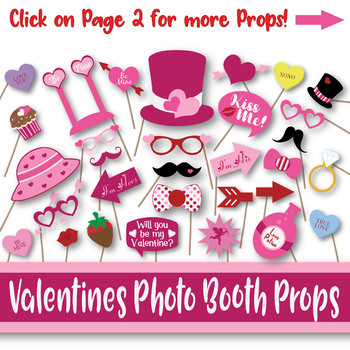 Preview of Valentines Day Photo Booth Props and Decorations - Printable