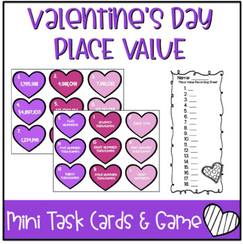 Preview of Valentine's Day Mini Task Cards: Place Value