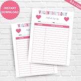 Valentines Day Potluck Sign Up Sheet Printable, Work Potlu