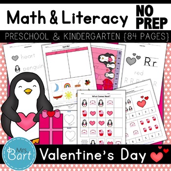 Valentine’s Day Preschool Pack- 48 PAGES! by Mrs Bart | TpT