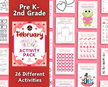 Preview of Valentines Day & Presidents Day Activities - FULL Bundle of February Worksheets