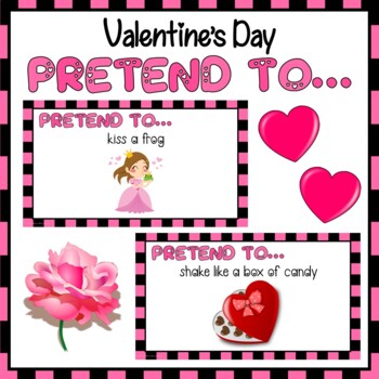 Preview of Valentines Day Pretend To Movement Activity Slides | Brain Break | Virtual Party