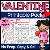Valentines Day Math & Literacy NO PREP Activities Kinderga