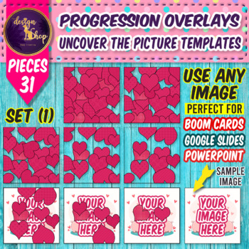 Preview of Valentines Day Progression Overlay Templates For Picture Mystery Set 1