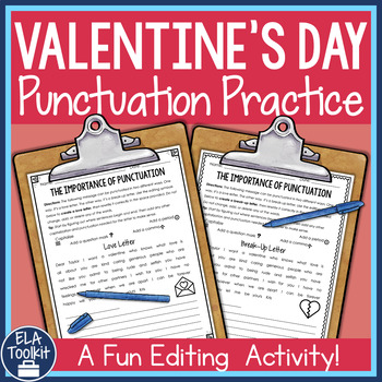 Preview of Valentines Day Punctuation Capitalization Commas Editing Worksheet Love Letter