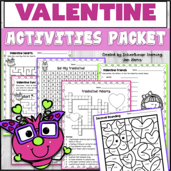 Preview of Valentines Day Puzzles Mazes and More Activity Packet