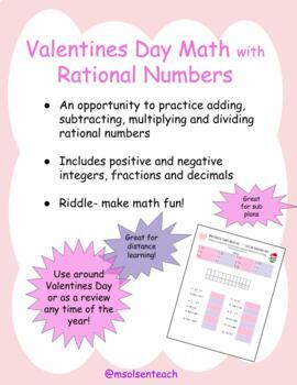 Preview of Valentines Day Rational Numbers Review