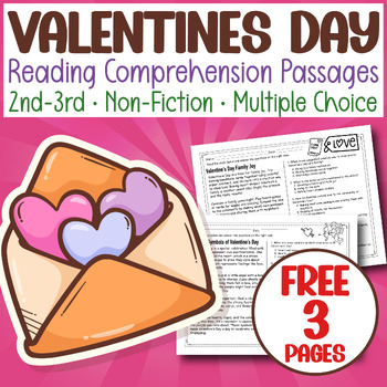 Preview of Valentines Day Reading Comprehension Passages and Questions 3rd Grade Nonfiction