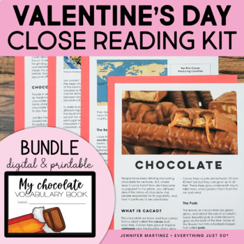 Preview of Valentines Day Reading & Writing Activities - Chocolate Unit BUNDLE