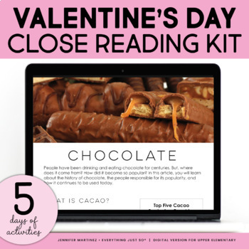 Preview of Valentine's Day Reading & Writing Activities - History of Chocolate Unit DIGITAL