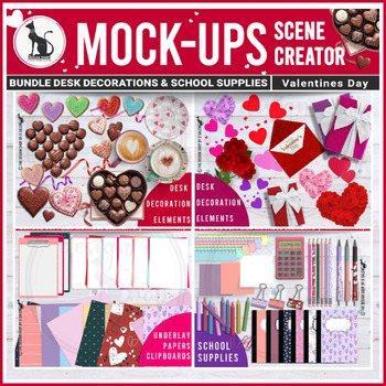 Preview of Valentines Day Movable Mockup School Supplies Desk Decorations | Mini Bundle 5