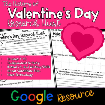 Preview of Valentines Day Research Hunt - Google Edition | DISTANCE LEARNING