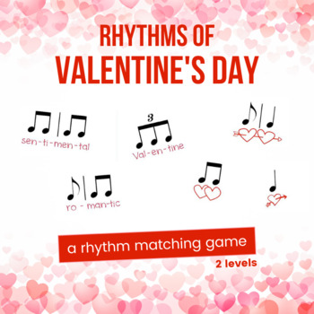 Preview of Valentine's Day Rhythm Worksheets (2 levels included)