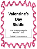 Free Valentine's Day Riddle - Solving 1 step Equations