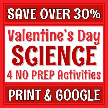 Preview of Valentines Day Science Activity Bundle Set of 4 NO PREP Stations