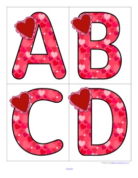 Preview of Valentine's Day Theme Large Letters Flashcards FREE