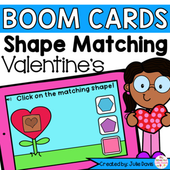 Preview of Valentines Day Shapes Math Centers | Digital Game Boom Cards