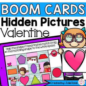 Preview of Valentines Day Shapes Math Centers | Digital Game Boom Cards