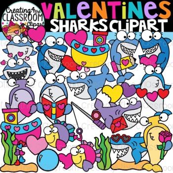 Preview of Valentines Day Sharks Clipart (Valentines Clipart)
