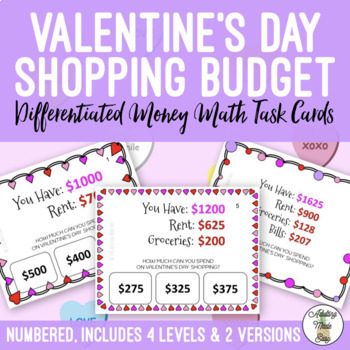 Preview of Valentines Day Shopping Budget Task Cards